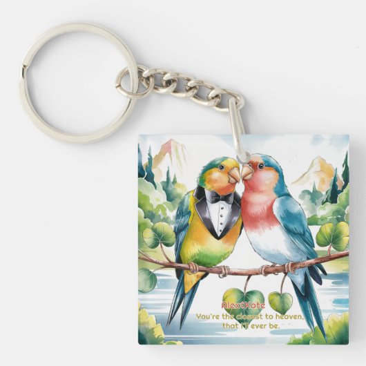 Schattigee vogels Valentijnsdag Sleutelhanger (voorkant)