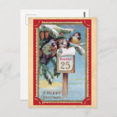 Schattigee  vogels vrolijk kerstfeest briefkaart (Voorkant / Achterkant)