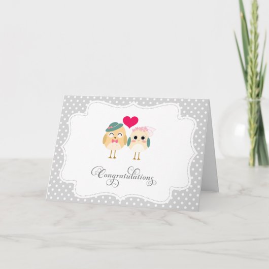 Schattigee Vogels Wedding Gefeliciteerd Kaart (Voorkant)