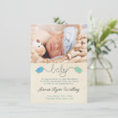 Schattigee vogeltjes dank u notitie baby jongen fo kaart (Staand voorkant)