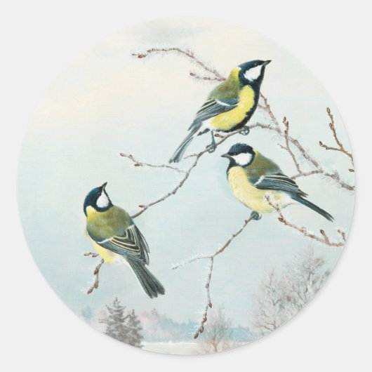 Schattigee vogeltjes van Matti Karppanen, Birds Ar Ronde Sticker (Voorkant)