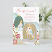 Schattigee vogelverjaardag bedankt (Staand voorkant)