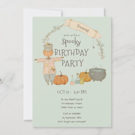 Schattigee  vogelverschrikker Halloween bash Verja Kaart (Voorkant)