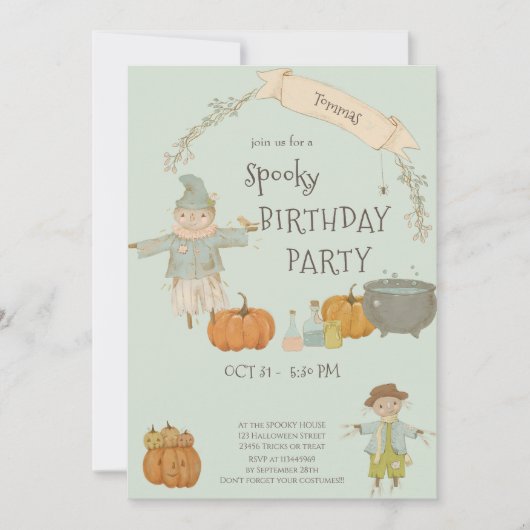 Schattigee  vogelverschrikker Halloween bash Verja Kaart (Voorkant)