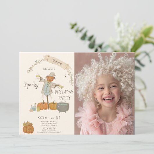 Schattigee  vogelverschrikker Halloween bash Verja Kaart (Staand voorkant)