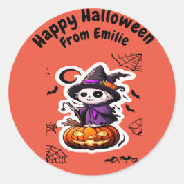 Schattigee vogelverschrikker Halloween pompoen Ronde Sticker