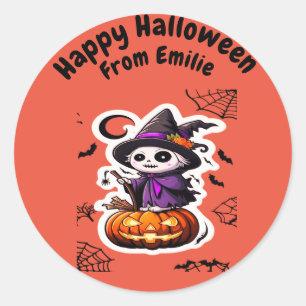 Schattigee vogelverschrikker Halloween pompoen Ronde Sticker