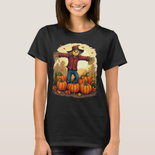 Schattigee vogelverschrikker Herfst Oogst Pompoen T-shirt
