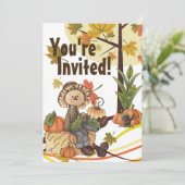 Schattigee vogelverschrikker herfstverjaardagsuitn kaart (Staand voorkant)