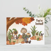 Schattigee vogelverschrikker herfstverjaardagsuitn kaart (Staand voorkant)