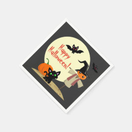 Schattigee vogelverschrikker & Kat Halloween papie Servet