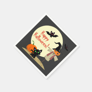 Schattigee vogelverschrikker & Kat Halloween papie Servet