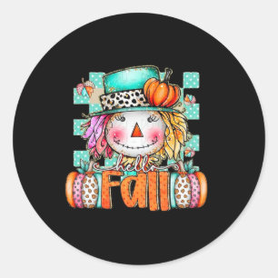 Schattigee vogelverschrikker pompoen Thanksgiving Ronde Sticker