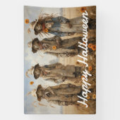 Schattigee vogelverschrikkers en zonnebloemen Hall Spandoek (Verticaal)