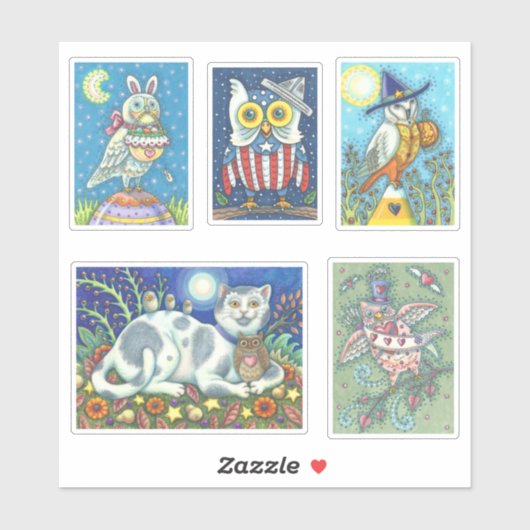 SCHATTIGEE VOLKSKUNST GRILLIGE VAKANTIE UIL STICKE STICKER (Vel)