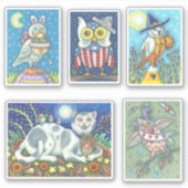 SCHATTIGEE VOLKSKUNST GRILLIGE VAKANTIE UIL STICKE STICKER (Voorkant)