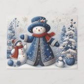 Schattigee volkskunst kerst sneeuwpop briefkaart (Voorkant)