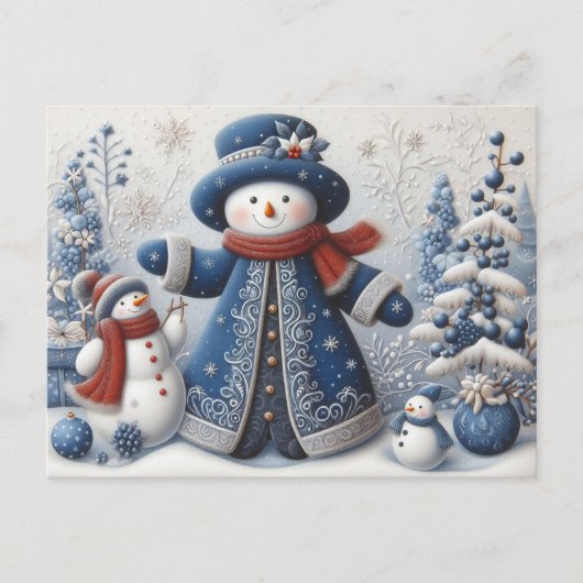 Schattigee volkskunst kerst sneeuwpop briefkaart (Voorkant)