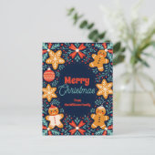 Schattigee volkskunst peperkoek en gebladerte kers feestdagenkaart (Staand voorkant)