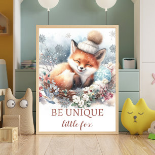 Schattigee vos Baby Boy Nursery Woodland waterverf Poster