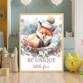 Schattigee vos Baby Boy Nursery Woodland waterverf Poster