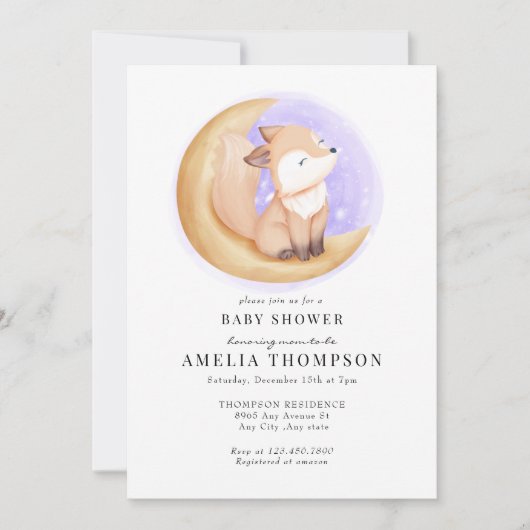 Schattigee vos | Dieren Baby shower Kaart (Voorkant)