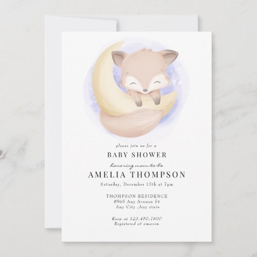 Schattigee vos | Dieren Baby shower Kaart (Voorkant)