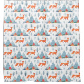 Schattigee vos en bergen patroonillustratie douchegordijn (Voorkant)