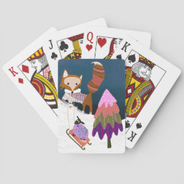 Schattigee Vos en Schaap Winter Scene Speelkaarten