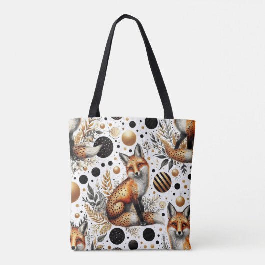 Schattigee vos en Stippen naadloos Tote Bag (Achterkant)