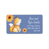 Schattigee vos en zonnebloemen Aangepaste Adreseti Etiket (Voorkant)