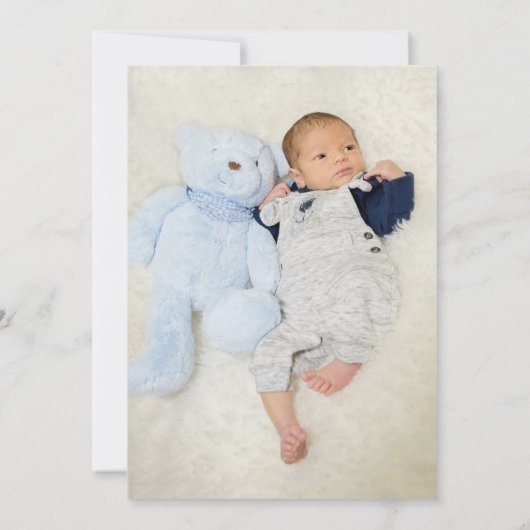 Schattigee Vos Foto Blad Bloemen Baby Geboorte Aankondiging (Achterkant)