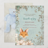  Schattigee Vos Foto Blad Bloemen Baby Geboorte Aankondiging (Voorkant / Achterkant)
