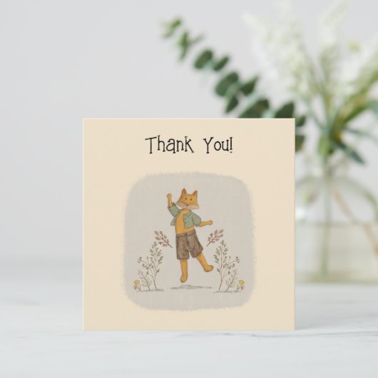 Schattigee vos illustratie dank u kaart (Staand voorkant)