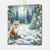Schattigee vos in een betoverd bos keramisch ornament (Links)