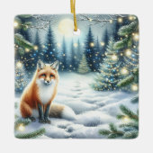 Schattigee vos in een betoverd bos keramisch ornament (Voorkant)