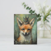 Schattigee vos in een kroon briefkaart (Staand voorkant)