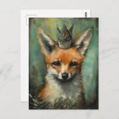 Schattigee vos in een kroon briefkaart (Voorkant / Achterkant)