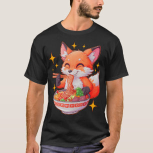 Schattigee vos japanse anime kawaii eten rammen Ma T-shirt