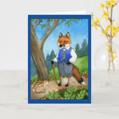 Schattigee vos, konijn konijn wenskaart kaart (Gele Bloem)