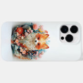 Schattigee vos met bloemen 3D papier knipsel Case-Mate iPhone Case (Achterkant (horizontaal))