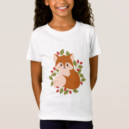 Schattigee vos met bloemen t-shirt