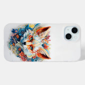 Schattigee vos met bloemenknipsel Case-Mate iPhone case (Achterkant (horizontaal))