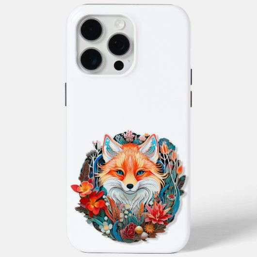 Schattigee vos met bloemenknipsel Case-Mate iPhone case (Achterkant)