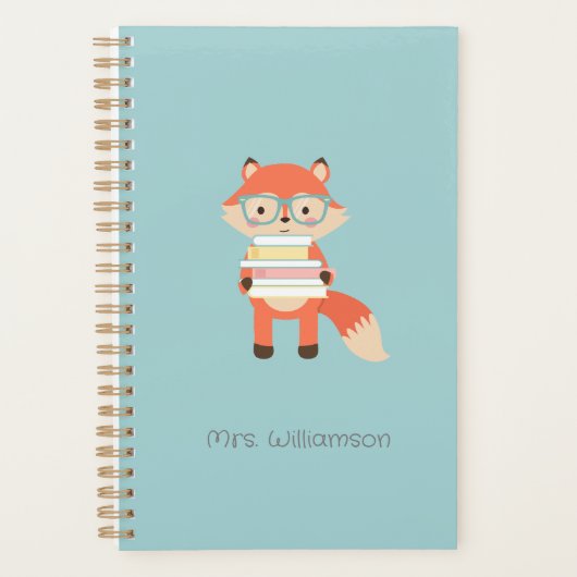 Schattigee vos met boeken Planner (Voorkant)