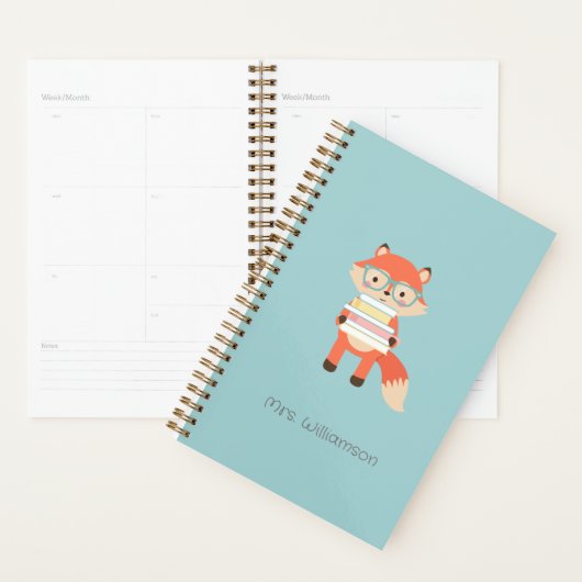 Schattigee vos met boeken Planner (Display)