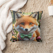 Schattigee vos met een groene en roze strik kussen (Deken)