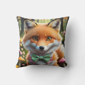 Schattigee vos met een groene en roze strik kussen (Achterkant)