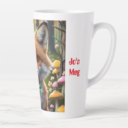 Schattigee vos met een groene en roze strik latte mok (Rechts)