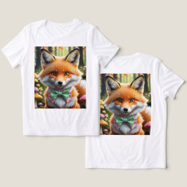 Schattigee vos met een groene en roze strik Tri-Blend shirt